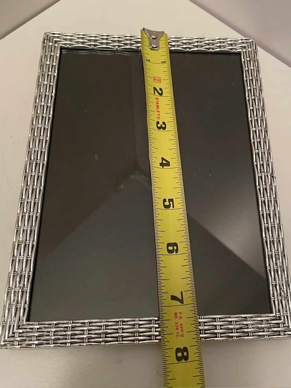 Basketweave 5x7 Photo Frame Silver Tone Tabletop